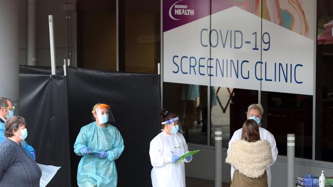 Covid testing at the Bendigo Hospital. Bendigo is a fresh regional area of concern for outbreaks among Indigenous people. Picture: NCA NewsWire/ David Crosling