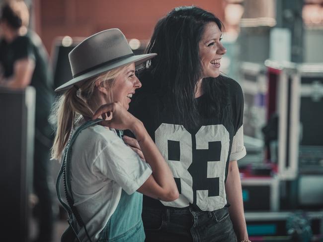 Tour manager Sophie Kirov with K.Flay. Picture Supplied/Jordan Galvan