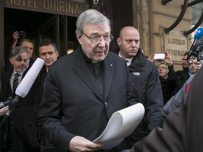 Cardinal George Pell in Rome on the fourth day of giving evidence to the The Royal Commission into Institutional Responses to Child Sexual Abuse. Picture: Ella Pellegrini