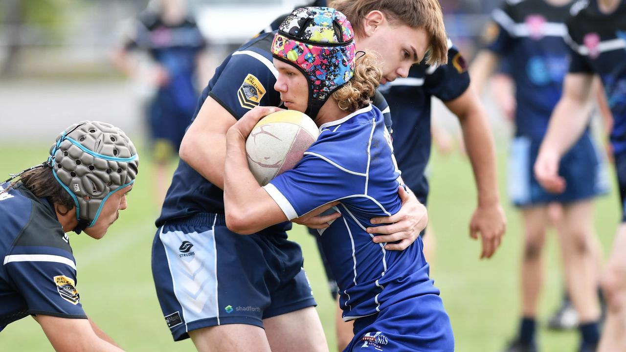 RUGBY LEAGUE: Justin Hodges and Chris Flannery 9s Gala Day. Grand final, Caloundra State High School V Redcliffe State High, year 12. Picture: Patrick Woods.