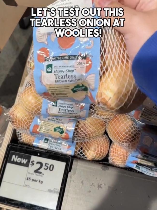 Woolworths recently launched ‘tearless onions’ in select stores. Picture: TikTok/@adrianwidjy