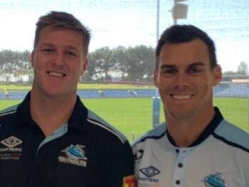 John Morris with his nephew Teig Wilton who will make his nrl debut on Saturday