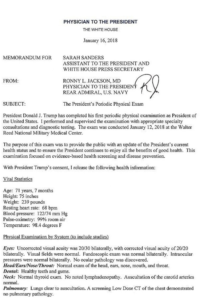 Donald Trump's doctor's letter claims he is 6'3" and 108 kilos, placing him just under the "obese" category.