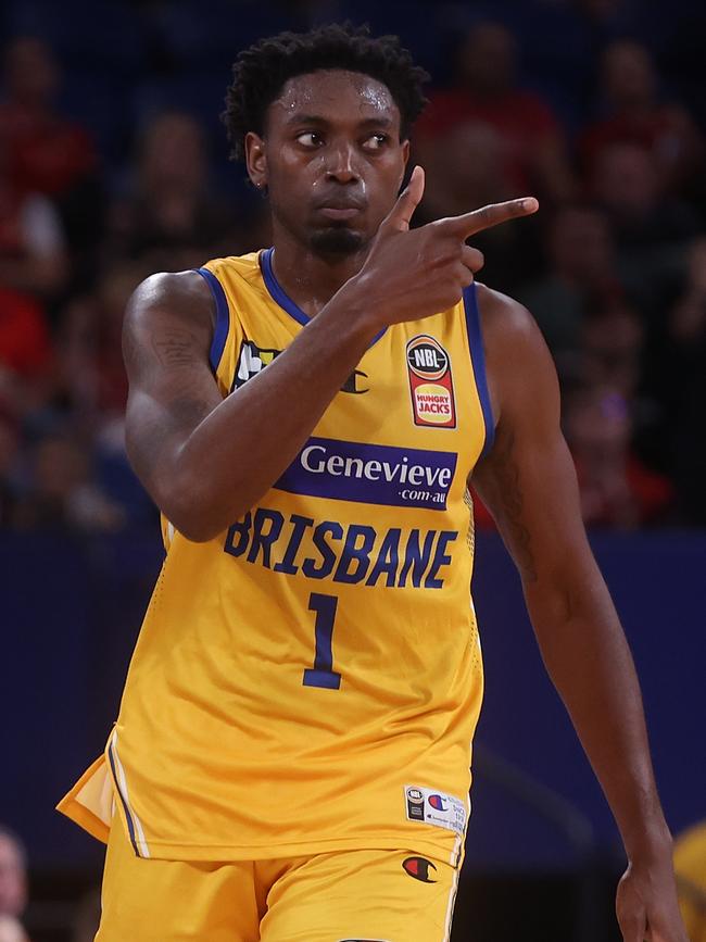 Robert Franks celebrates nailing a three-pointer.