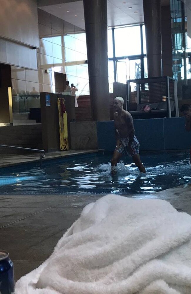 Justin Bieber taking a dip at Crown.