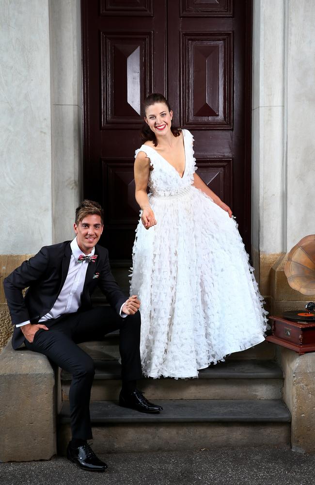 Tennis player Thanasi Kokkinakis and cyclist Melissa Hoskins. Photo: Sarah Reed.