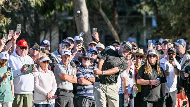 Bubba Watson hits a shot during the first round of the LIV Golf tournament in Adelaide. Picture: Brenton Edwards / AFP