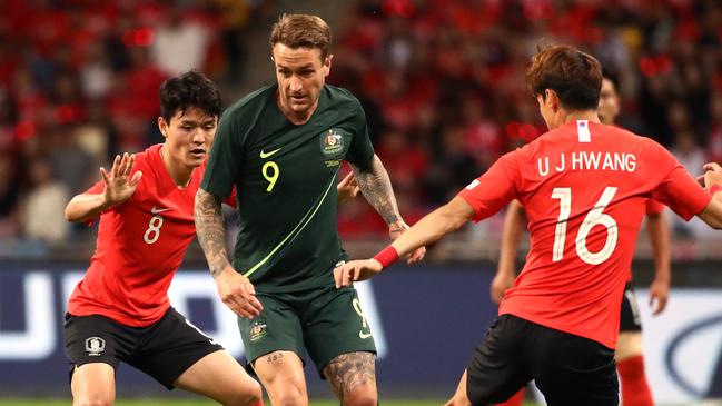 Adam Taggart is back in the Socceroos squad after a red-hot run of form in Korea. Picture: Chung Sung-Jun/Getty Images.