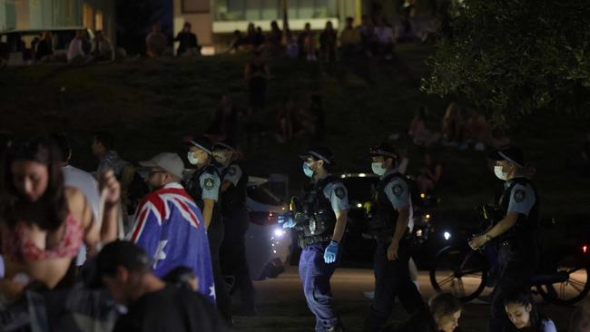 Police had to move on hundreds of people. Picture: Damian Shaw