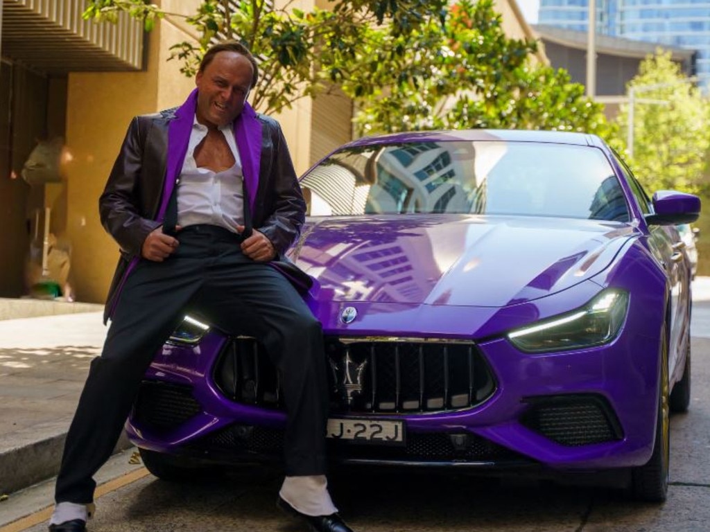 Stefanovic then drove around the streets of Sydney in a purple Maserati. Picture: Henry McGilchrist