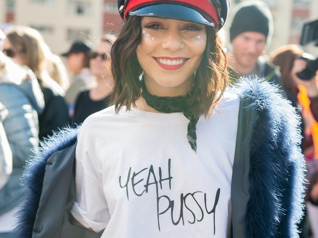 The Women’s marches in the US pulled a big celebrity crowd. Pictured is actor Vanessa Hudgens in Los Angeles. Picture: Emma McIntyre/Getty Images