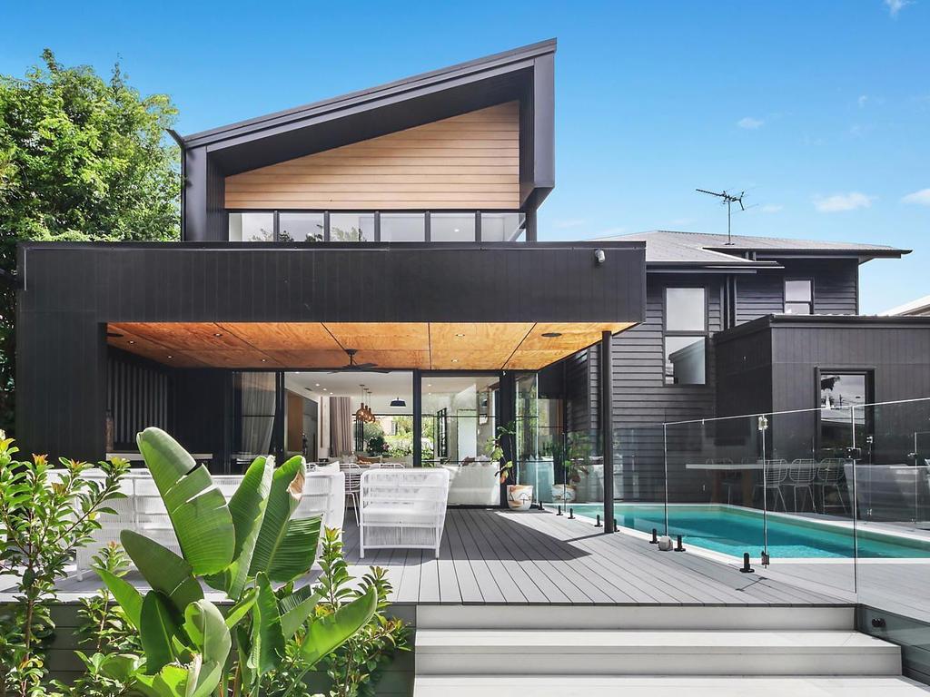 The striking pool and undercover area.