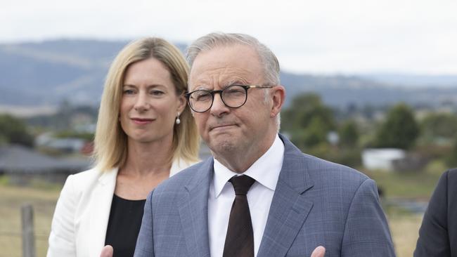 Prime Minister Anthony Albanese at a press conference in Hobart. Picture: NewsWire / Eddie Safarik