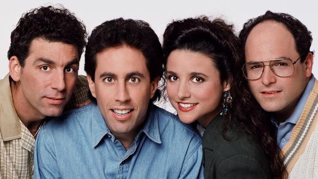 With Seinfeld co-stars Michael Richards, Jerry Seinfeld and Jason Alexander. (Picture: Supplied)