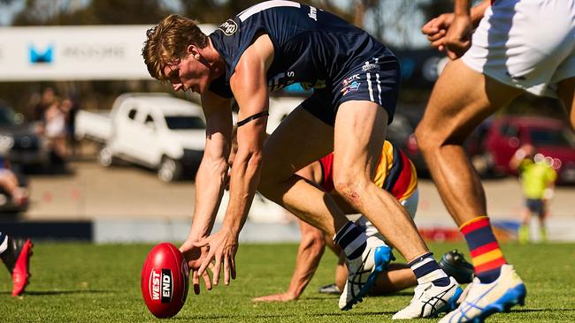 Key South Adelaide recruit Sam Skinner in action against the Crows in round one. Picture: Matt Loxton