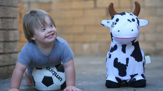 Ugly commenters turned on babies with with Down syndrome, like Parker Abianac, 3. Picture: Jamie Hanson