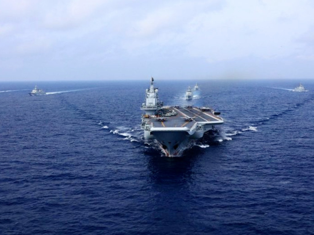 China's first aircraft carrier, Liaoning, during recent military exercises in the South China Sea. Picture: Xinhua