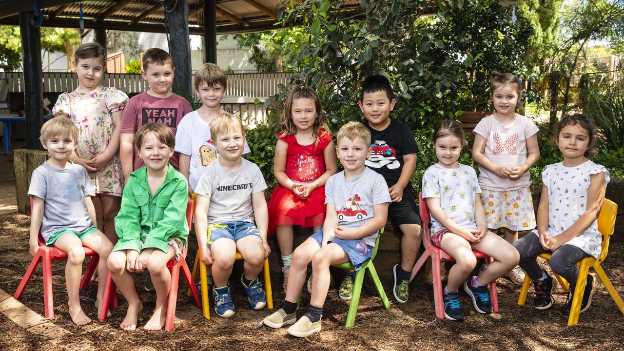 Mirambeena Childrens Centre pre-prep group (seated, from left) Finley Baker, Angus Felton-Taylor, James Johnson, Hudson Berger, Lucy Skett and Kora Newton and (standing, from left) Andrijana Boarder, Henry Macdonald, Ollie Kenealy, Samantha Coleman, Branden Shang and Evelyn Fawell are ready for big school, Friday, December 10, 2021. Picture: Kevin Farmer