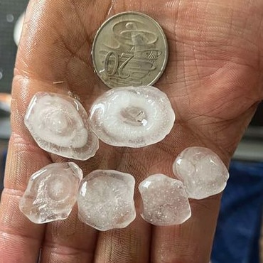 Hail in Haigslea near Ipswich. Credit: Jess/Higgins Storm Chasing