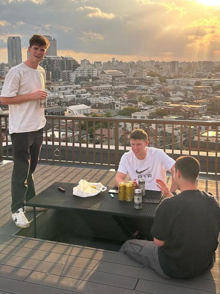 Paddy Dow. Sam Walsh and Adam Cerra in Tokyo during the off-season.