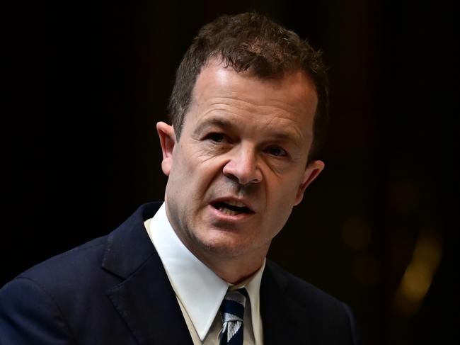 Attorney General Mark Speakman speaks on legislation relating to the COVID-19 pandemic at the Parliament of New South Wales in Sydney, Tuesday, May 12, 2020. (AAP Image/Joel Carrett) NO ARCHIVING