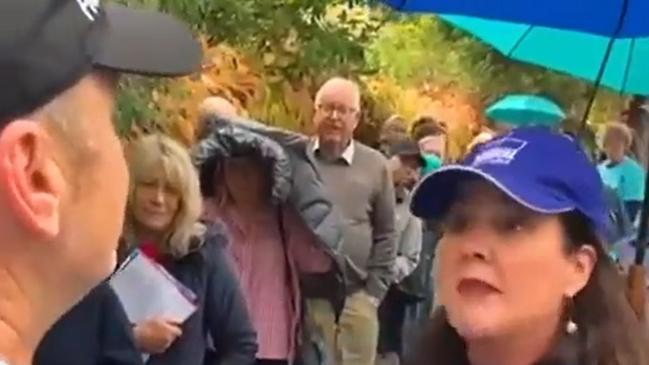 Simon Holmes a Court has been filmed repeatedly ignoring requests to leave Liberal Senator Jane Hume alone at a Melbourne pre-poll.