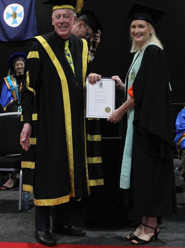 Kristina Reiss graduated with a Bachelor of Nursing with Distinction at the CQUniversity graduation ceremony in Bundaberg on December 14, 2023.