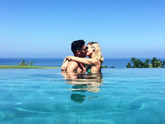 Romantic getaway ... Nikki Phillips and husband Dane Rumble in Bali. Picture: Instagram