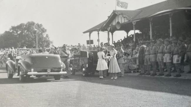 Valerie Inwood was a school girl at the Athletic Oval in Toowoomba when Betty Smith presented Queen Elizabeth II with a bouquet of flowers.