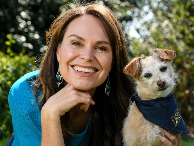 Lara Shannon with her dog Darcy at Allnutt Park, McKinnon.  They'll be guests at Stonnington's Pets in the Park Day. PICTURE : PENNY STEPHENS. 14TH MARCH 2019