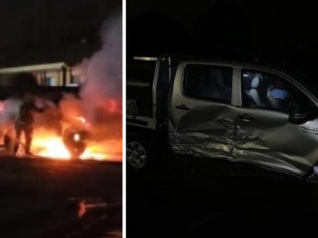 Police are investigation the torching overnight of a white ute, suspected of being involved in a hit-and-run at Point Vernon.