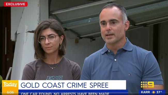 Mina and Marcello Alcantara have recounted the terrifying moment teens with knives stole their cars. Picture: Nine Network