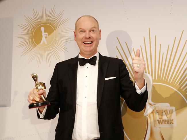 Tom Gleeson during his Gold Logie win. Picture: AAP