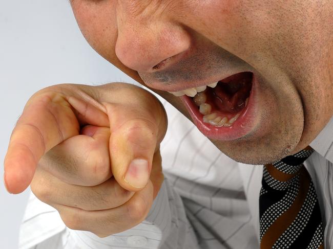 Generic image of an angry boss. Yelling. Shouting. Man. Pointing finger.