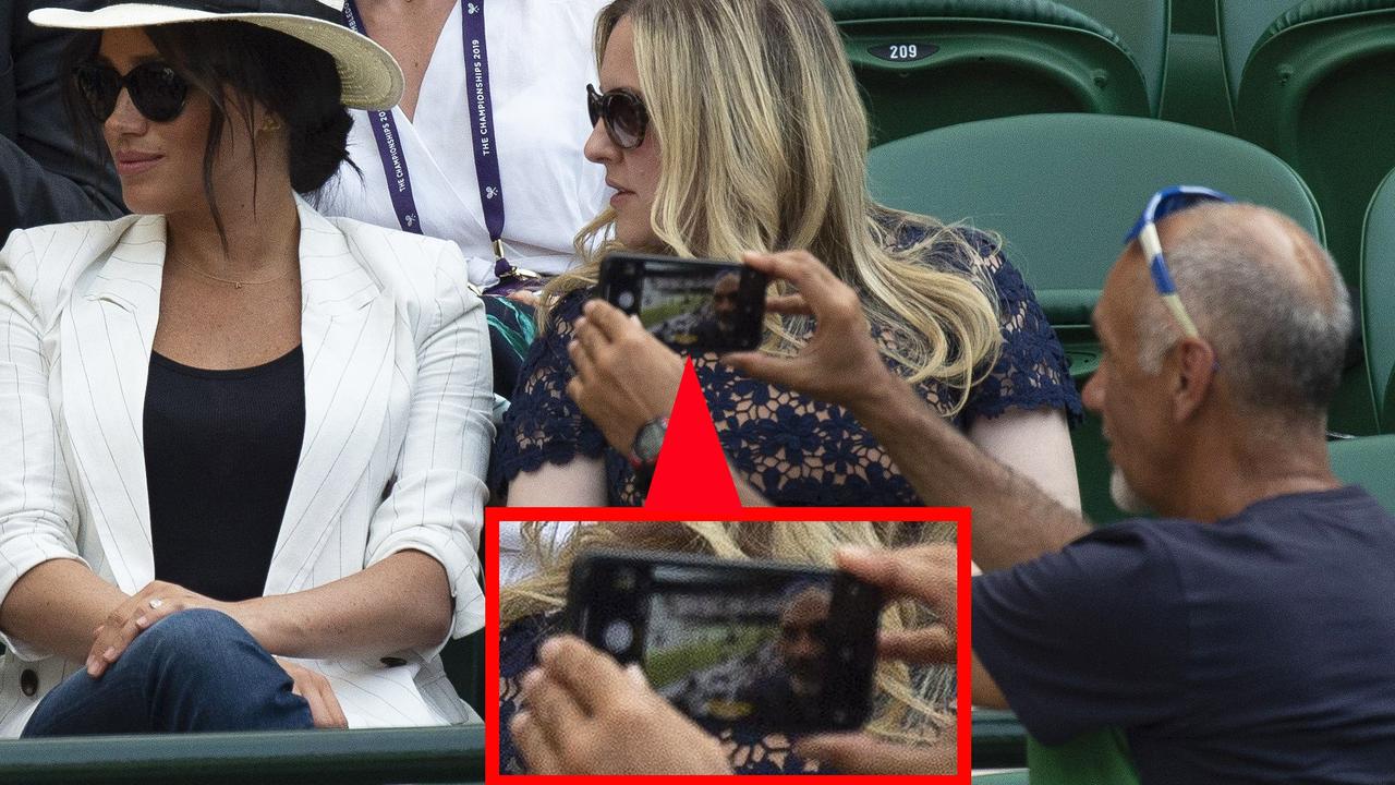 On closer inspection it shows the man was actually taking a selfie — not a photo of the Duchess. Picture: Mega Agency