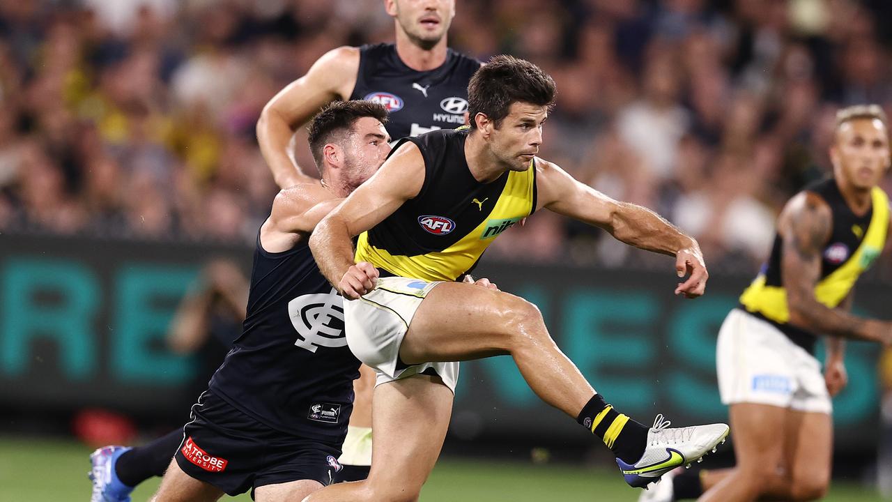 Richmond’s Trent Cotchin looked every bit of his 32 years last week. Picture: Michael Klein