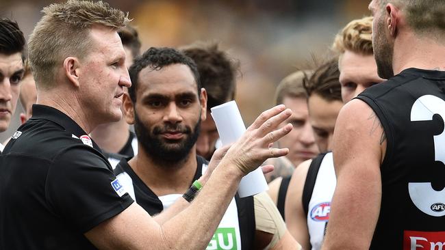 Nathan Buckley believes Collingwood must make the finals next year or he will be sacked. Picture: Getty Images.