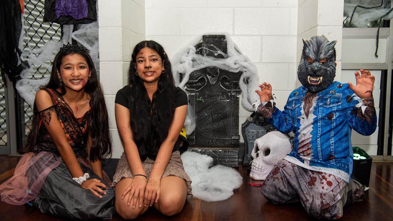 Tavisha Chitrakar Udas, Sanskriti Chitrakar and Trinabh Chitrakar Udas at Spook-Tacular Halloween Haunted House Disco at the Malak Community Centre. Picture: Pema Tamang Pakhrin