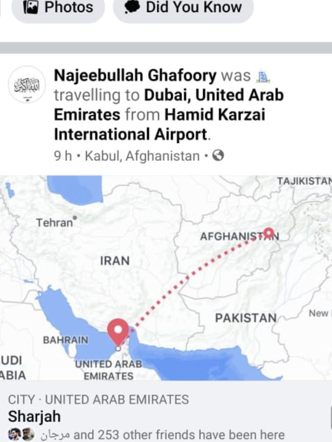 Najeebullah Ghafoory posted on Facebook last night he was about to depart for Dubai. It is unclear whether he and other interpreters departed on an RAAF or allied flight.