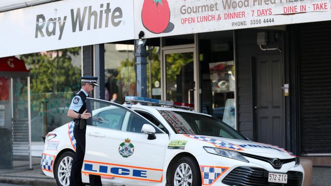 Police at the crime scene on Kedron Brook Road in Wilston. Picture: Tara Croser.