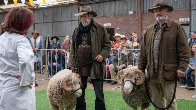 Michael Caton and Sam Neill in a scene from Rams.