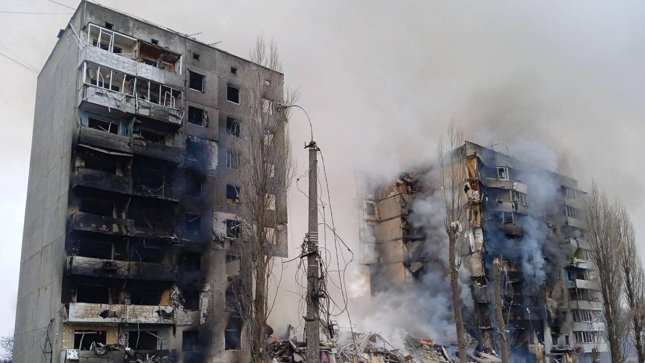 Damaged buildings in the settlement of Borodyanka in the Kyiv region, Ukraine on March 2, 2022. Picture: Ukrainian State Emergency Service/EYEPRESS