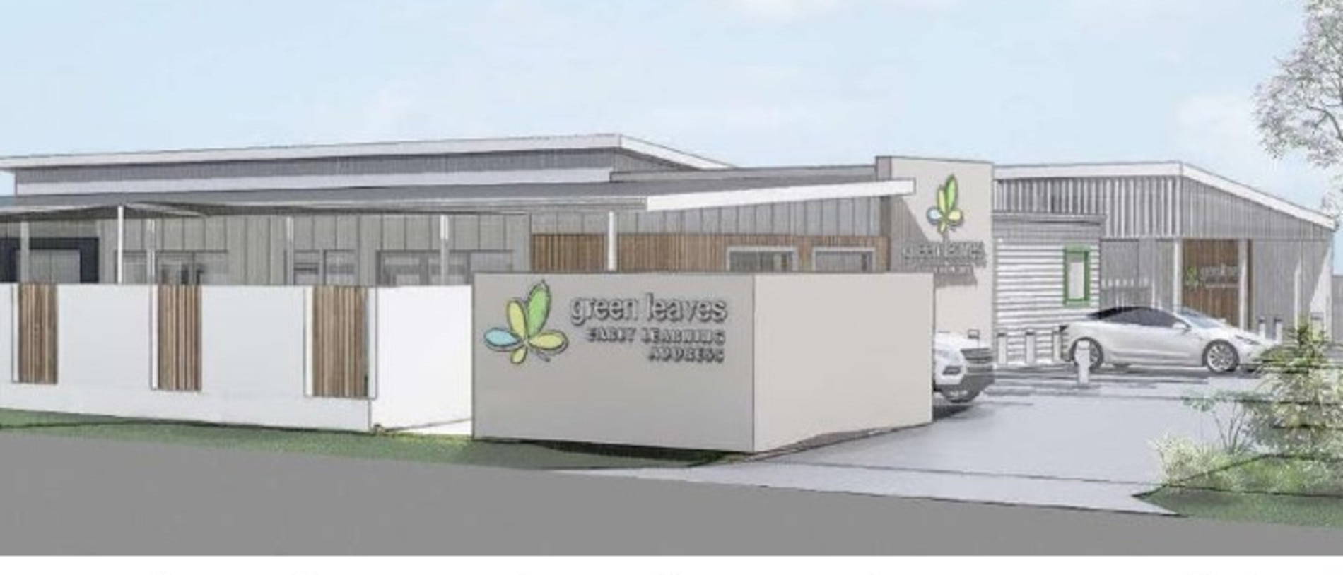 Design plans for the Green Leaves childcare centre at 191 Nebo Rd and 44 McGinn St in West Mackay.