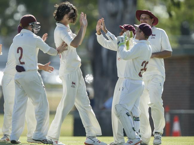 Sam Elliott celebrates a wicket. Picture: Valeriu Campan