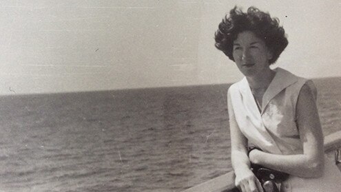 Elizabeth Harrower photographed returning to Australia in 1959 on board the Southern Cross. Courtesy of Elizabeth Harrower