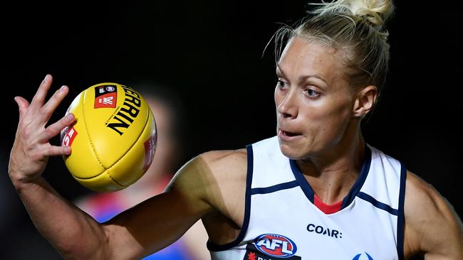 A comment regarding Adelaide Crows AFLW player Erin Phillips and her partner’s new statuses as mums has changed the AFL’s fabric forever. (AAP Image/Tracey Nearmy)