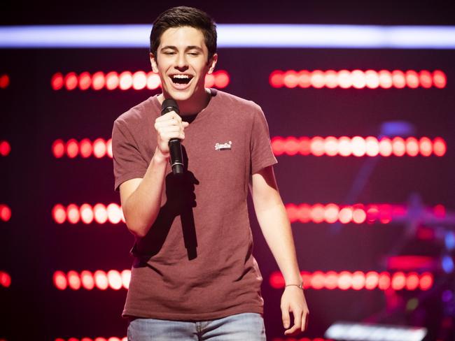 Padstow's Zach Fawor singing Mercy in the blind audition aired on May 21. Picture: Channel 9