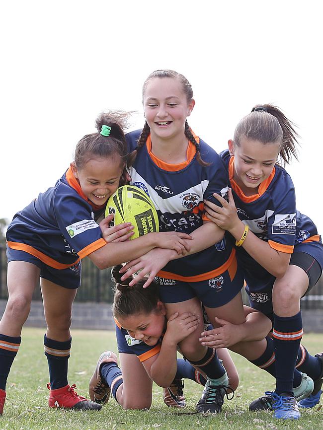 (From left) Waiaria Ellis and mates at Toongabbie Tigers.