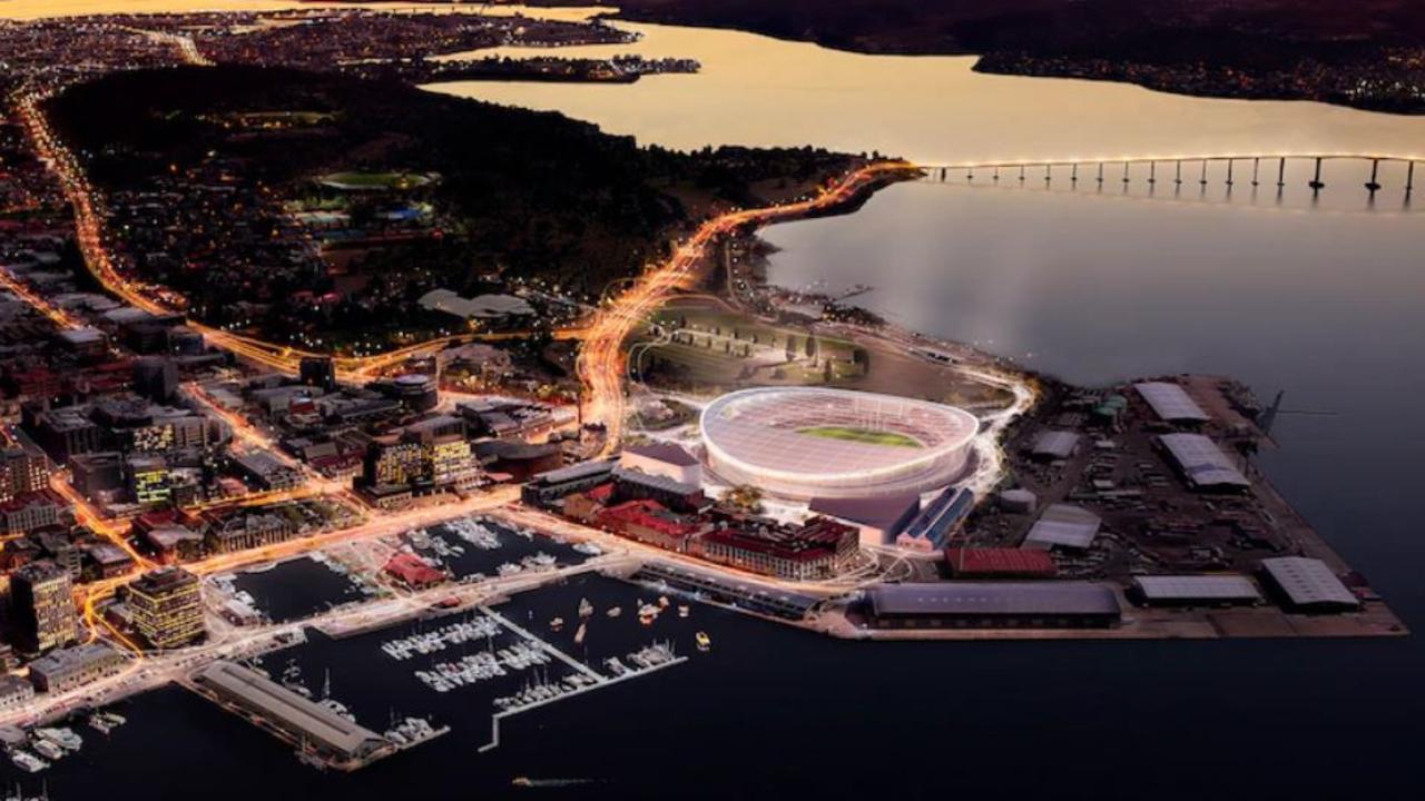 A concept image of Hobart's proposed stadium at Macquarie Point — the design is yet to be finalised. (Supplied: AFL)