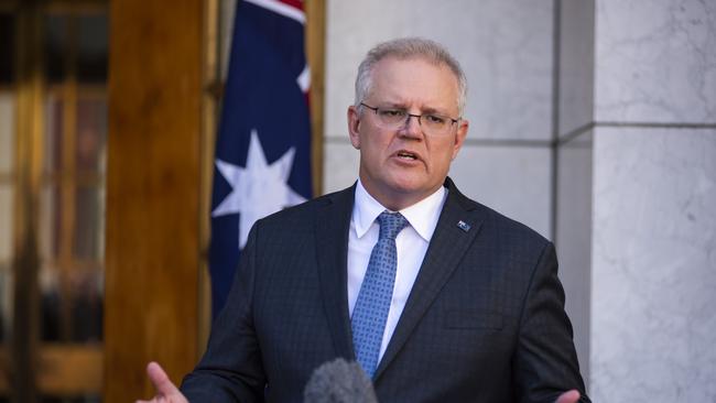 CANBERRA, AUSTRALIA - NewsWire Photos SEPTEMBER 7, 2020: Prime Minister Scott Morrison, Brendan Murphy and Greg Hunt hold a COVID-19 vaccine press conference. Picture: NCA NewsWire / Martin Ollman